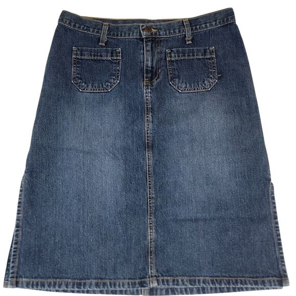 Abercrombie & Fitch Dresses & Skirts - Vtg Y2K 90's Abercrombie & Fitch Midi Slit Hem Denim Skirt Womens 8 Retro USA